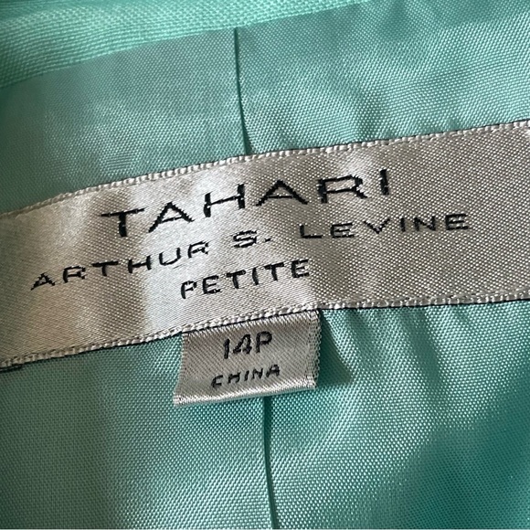 Tahari Women’s Linen Blend Snap Buttons Blazer Jacket Size 14P Mint Green - Picture 8 of 8